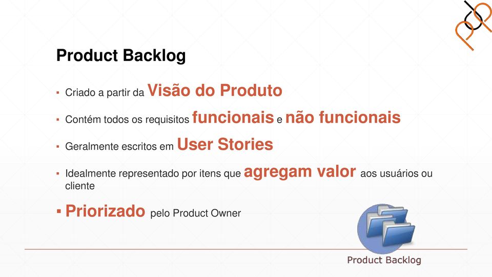 escritos em User Stories Idealmente representado por itens