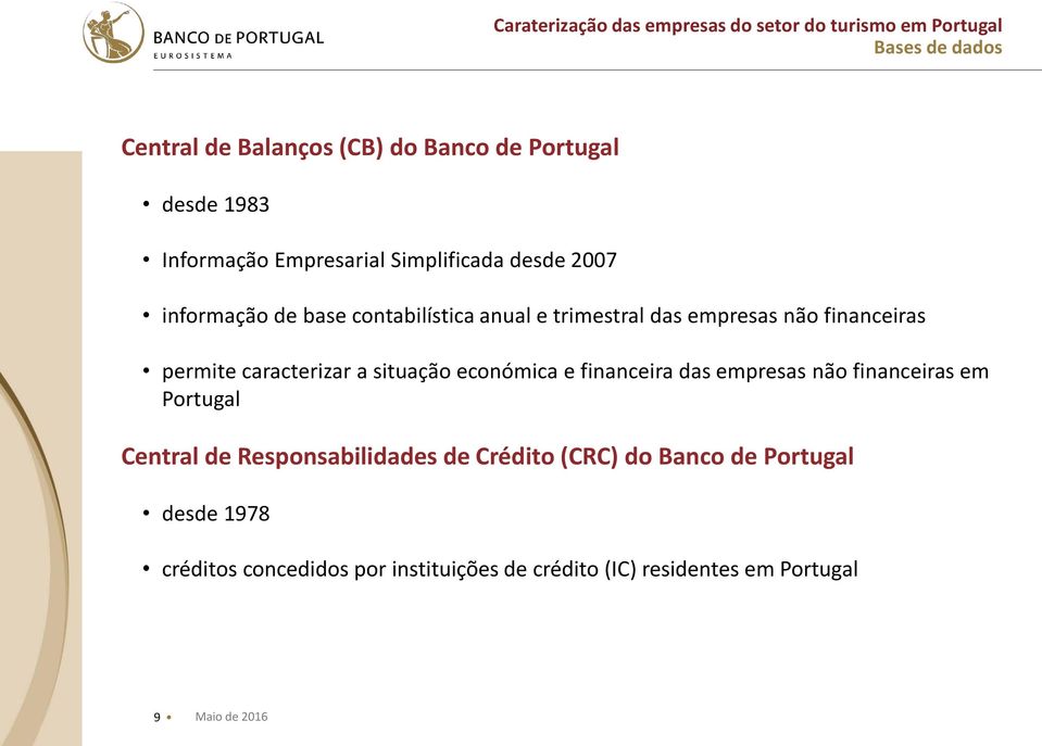 situação económica e financeira das empresas não financeiras em Portugal Central de Responsabilidades de Crédito