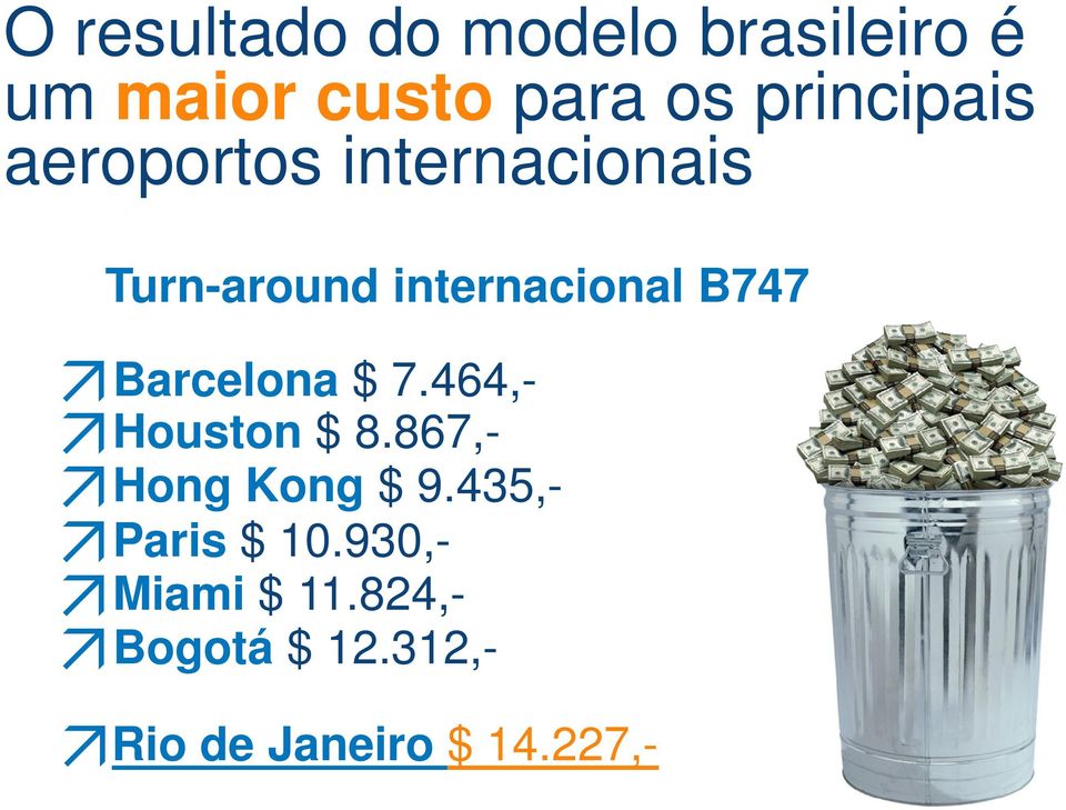 B747 Barcelona $ 7.464,- Houston $ 8.867,- Hong Kong $ 9.