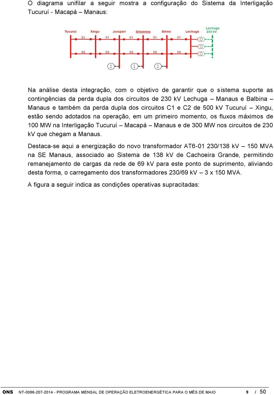 os fluxos máximos de 100 MW na Interligação Tucuruí Macapá Manaus e de 300 MW nos circuitos de 230 kv que chegam a Manaus.