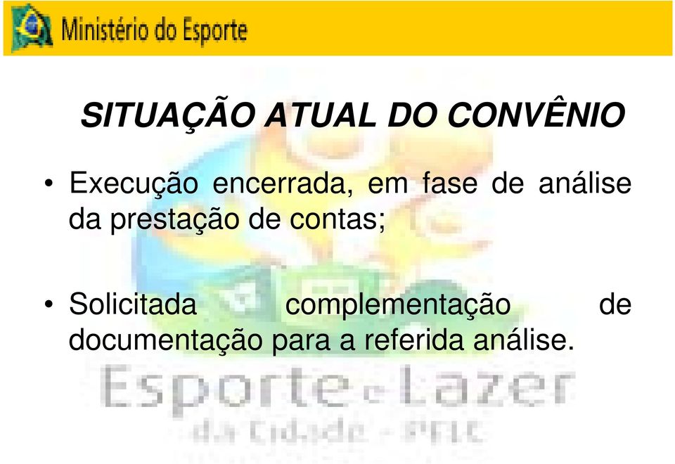 prestação de contas; Solicitada