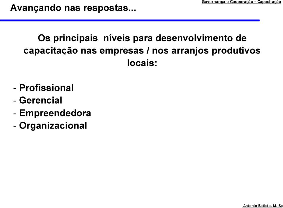 níveis para desenvolvimento de capacitação nas empresas