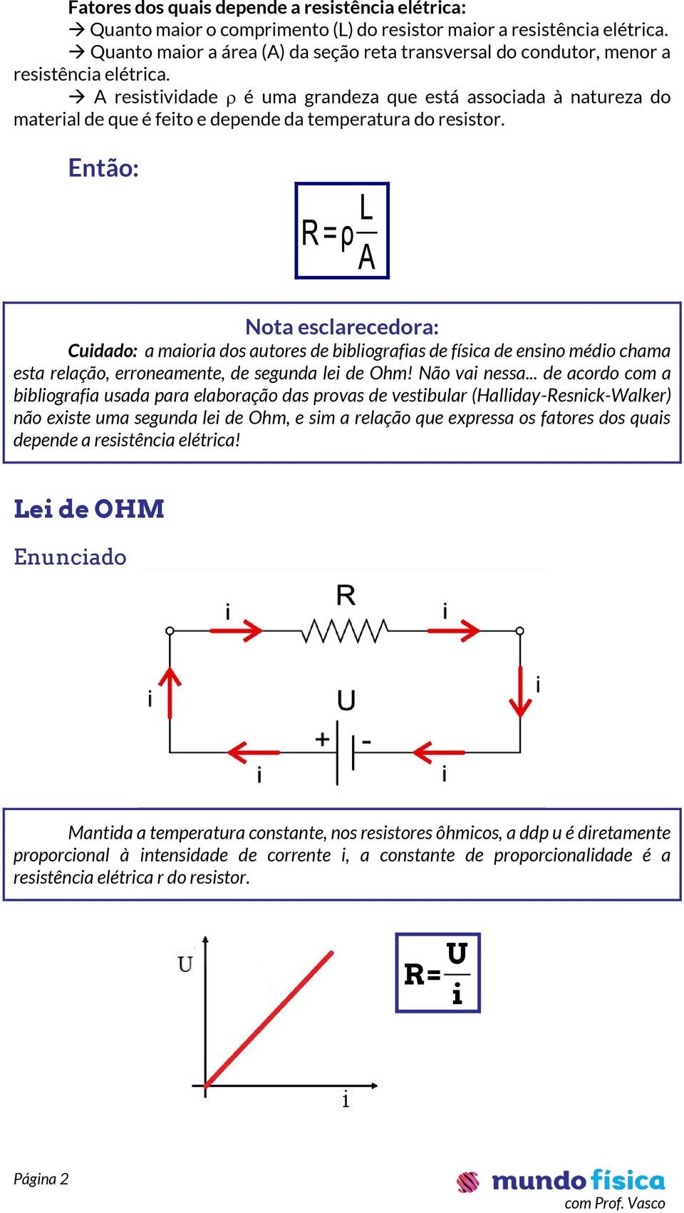 A resistividade é uma grandeza que está associada à natureza do material de que é feito e depende da temperatura do resistor.