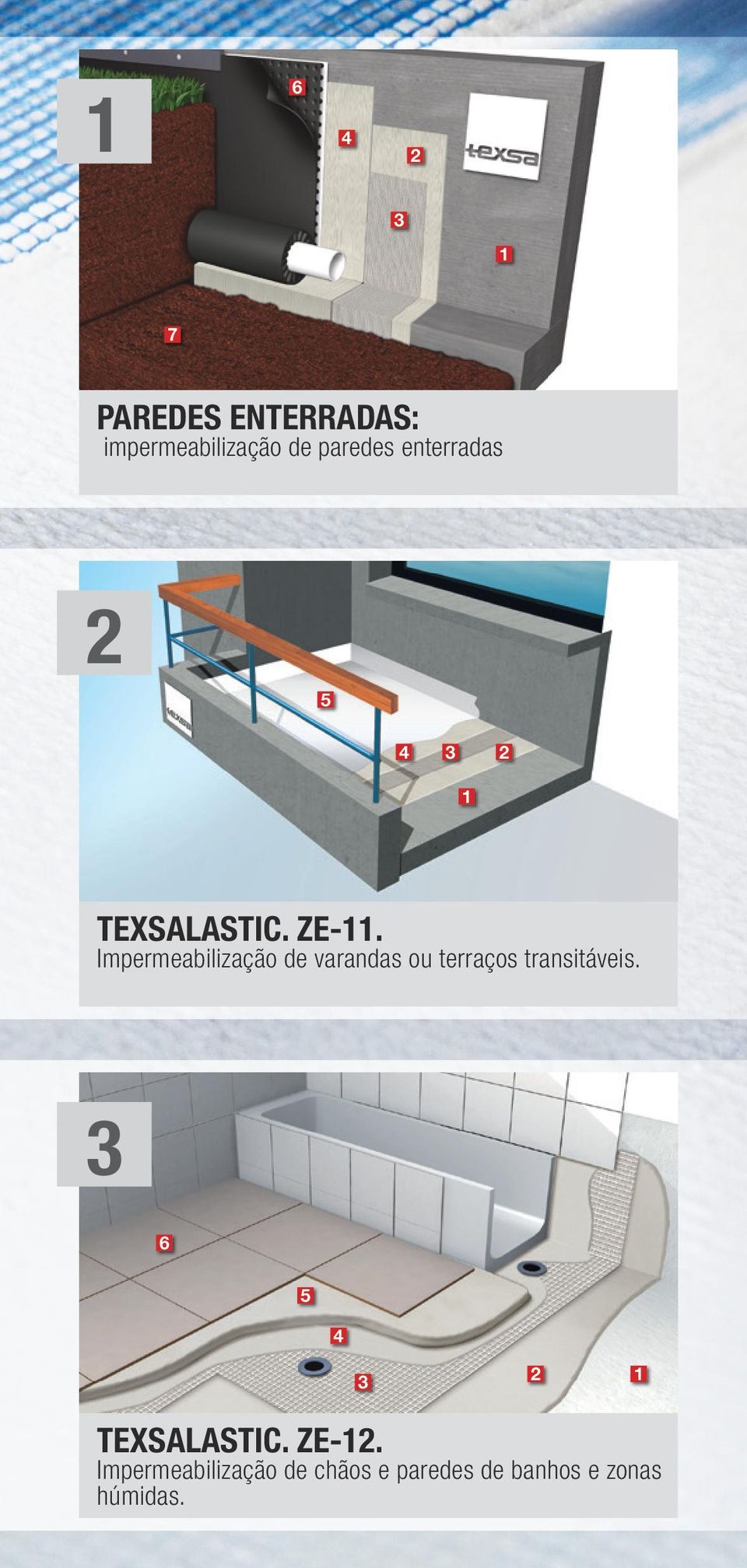 Impermeabilização de varandas ou terraços transitáveis.