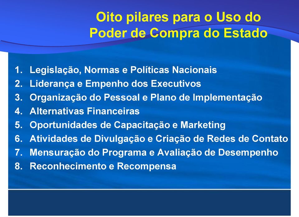 Alternativas Financeiras 5. Oportunidades de Capacitação e Marketing 6.