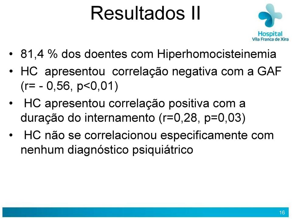 apresentou correlação positiva com a duração do internamento (r=0,28,