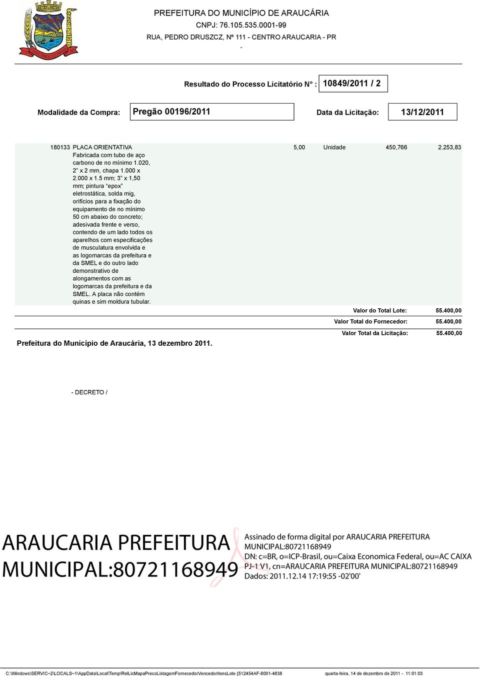 especificações de musculatura envolvida e as logomarcas da prefeitura e da SMEL e do outro lado demonstrativo de alongamentos com as logomarcas da prefeitura e da SMEL.