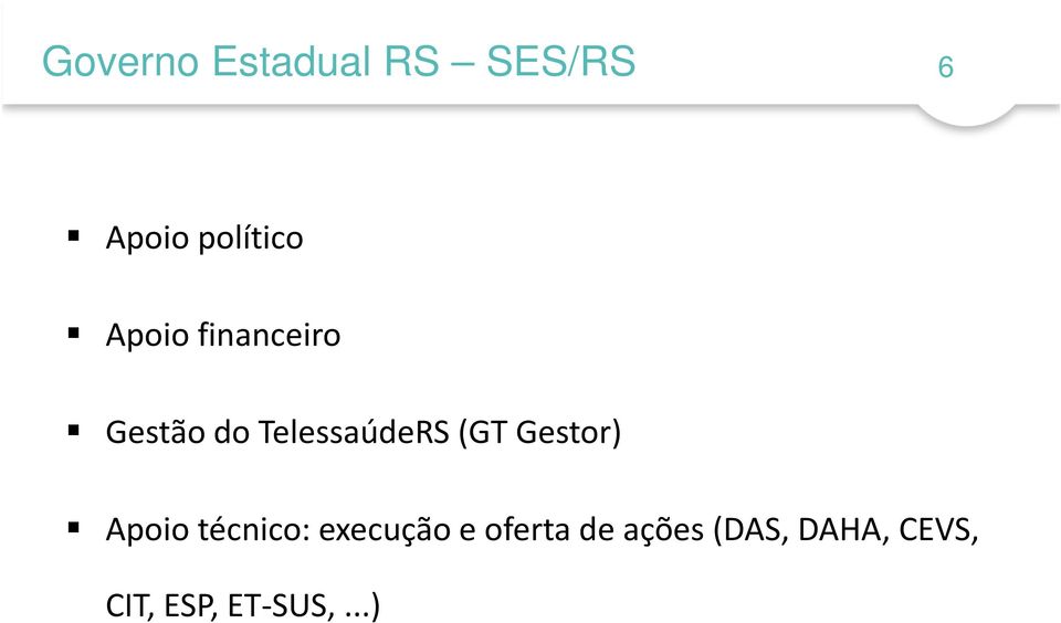 Gestor) Apoio técnico: execução e oferta de