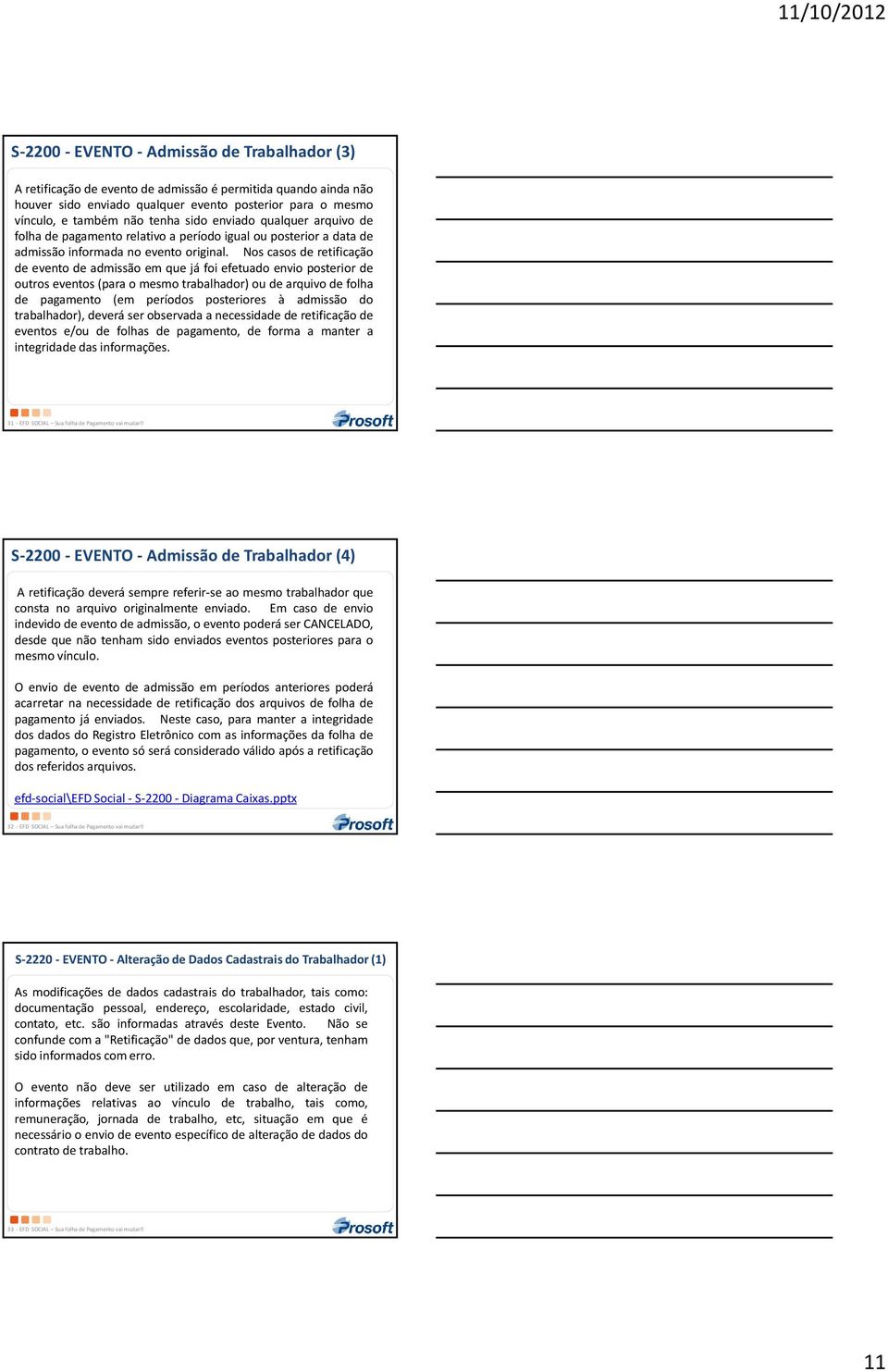 Nos casos de retificação de evento de admissão em que já foi efetuado envio posterior de outros eventos(para o mesmo trabalhador) ou de arquivo de folha de pagamento (em períodos posteriores à