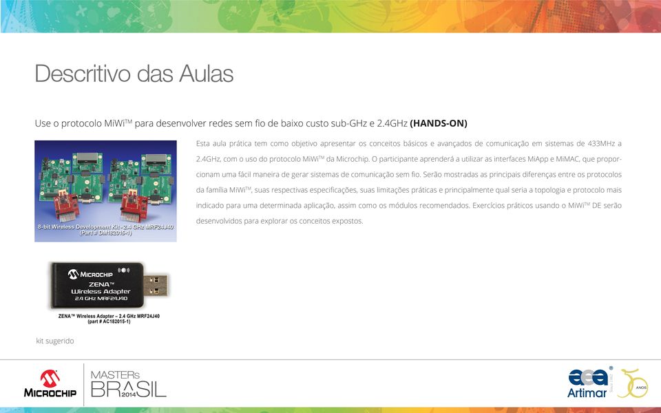 O participante aprenderá a utilizar as interfaces MiApp e MiMAC, que proporcionam uma fácil maneira de gerar sistemas de comunicação sem ﬁo.