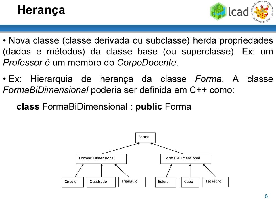 Ex: Hierarquia de herança da classe Forma.