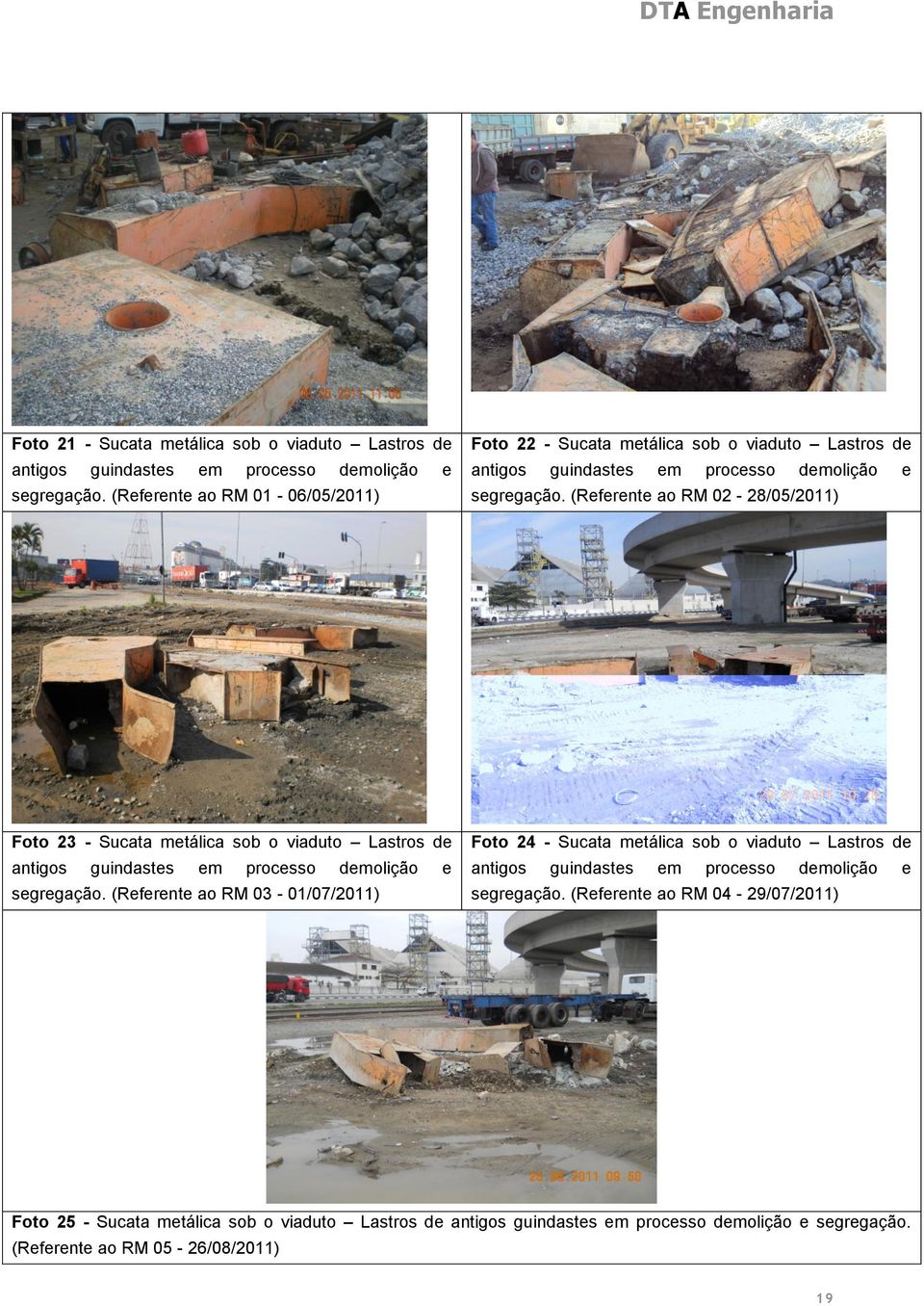 (Referente ao RM 02-28/05/2011) Foto 23 - Sucata metálica sob o viaduto Lastros de antigos guindastes em processo demolição e segregação.