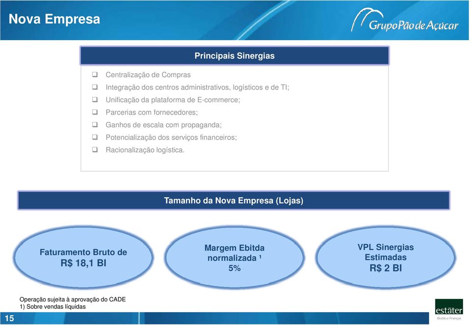 dos serviços financeiros; Racionalização logística.