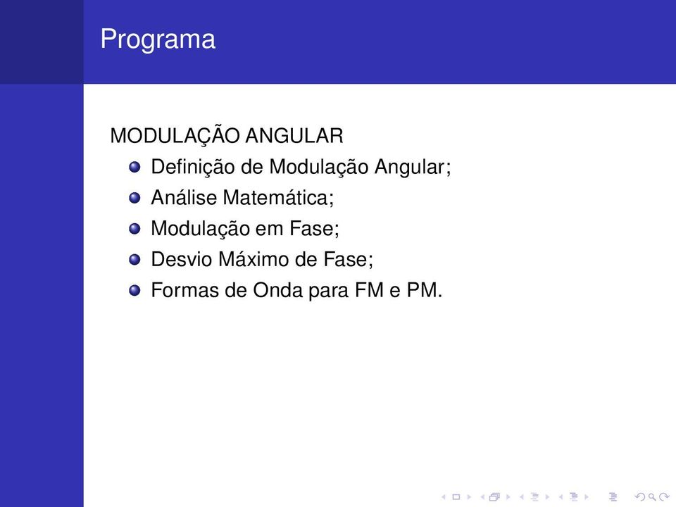 Matemática; Modulação em Fase; Desvio