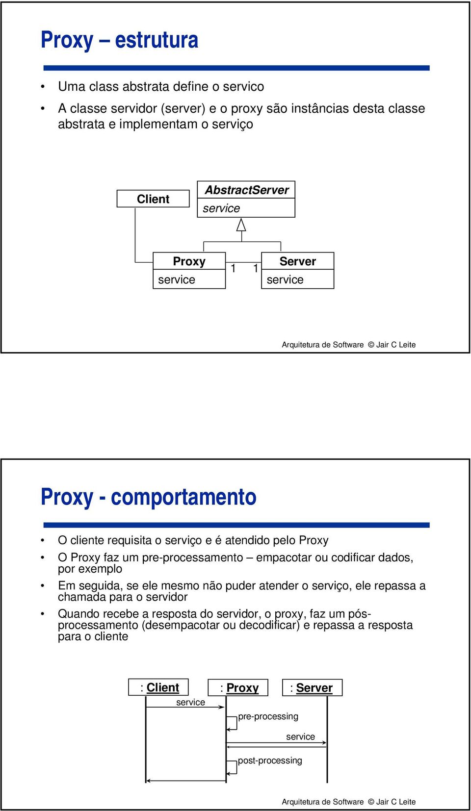 empacotar ou codificar dados, por exemplo Em seguida, se ele mesmo não puder atender o serviço, ele repassa a chamada para o servidor Quando recebe a resposta do