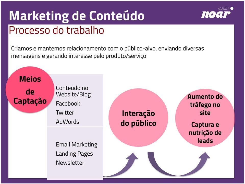 Meios de Captação Conteúdo no Website/Blog Facebook Twitter AdWords Email Marketing