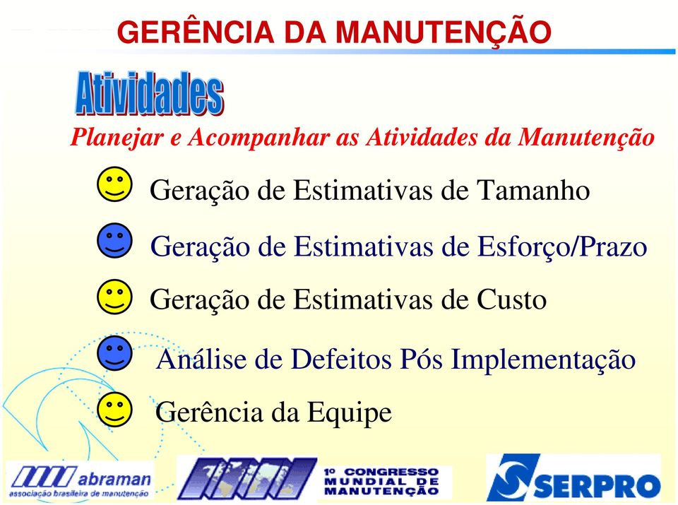 Estimativas de Esforço/Prazo Geração de Estimativas de