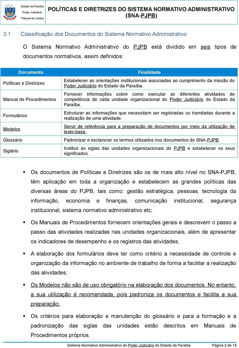 Fornecer informações sobre como executar as diferentes atividades de competência de cada unidade organizacional do do Estado da Paraíba.
