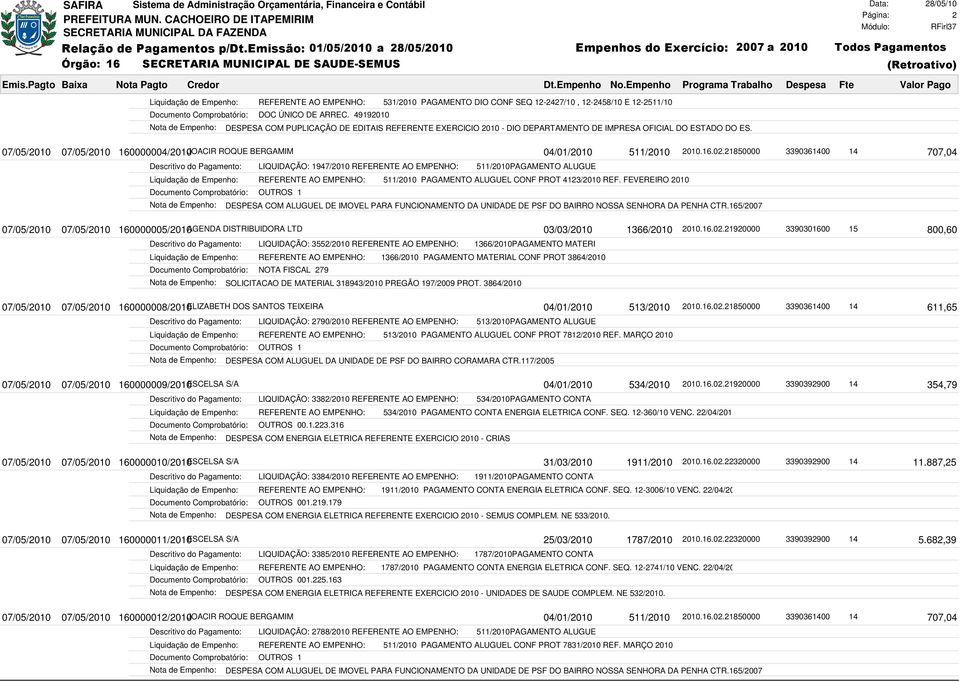 07/05/2010 07/05/2010 160000004/2010JOACIR ROQUE BERGAMIM 04/01/2010 511/2010 2010.16.02.
