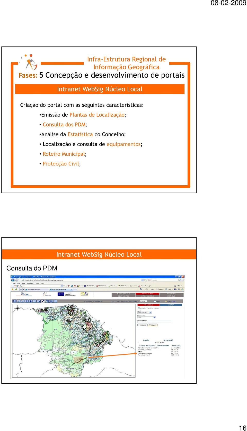 Análise da Estatística do Concelho; Localização e consulta de