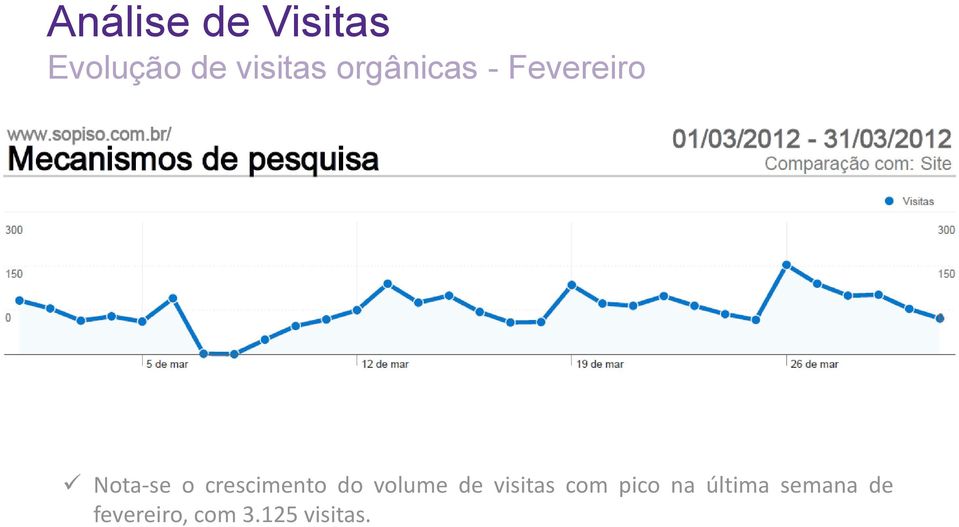 crescimento do volume de visitas com