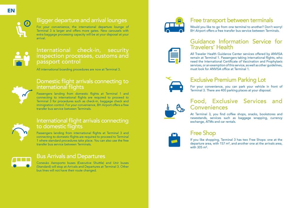 International check-in, security inspection processes, customs and passport control All international boarding procedures are now at Terminal 3.