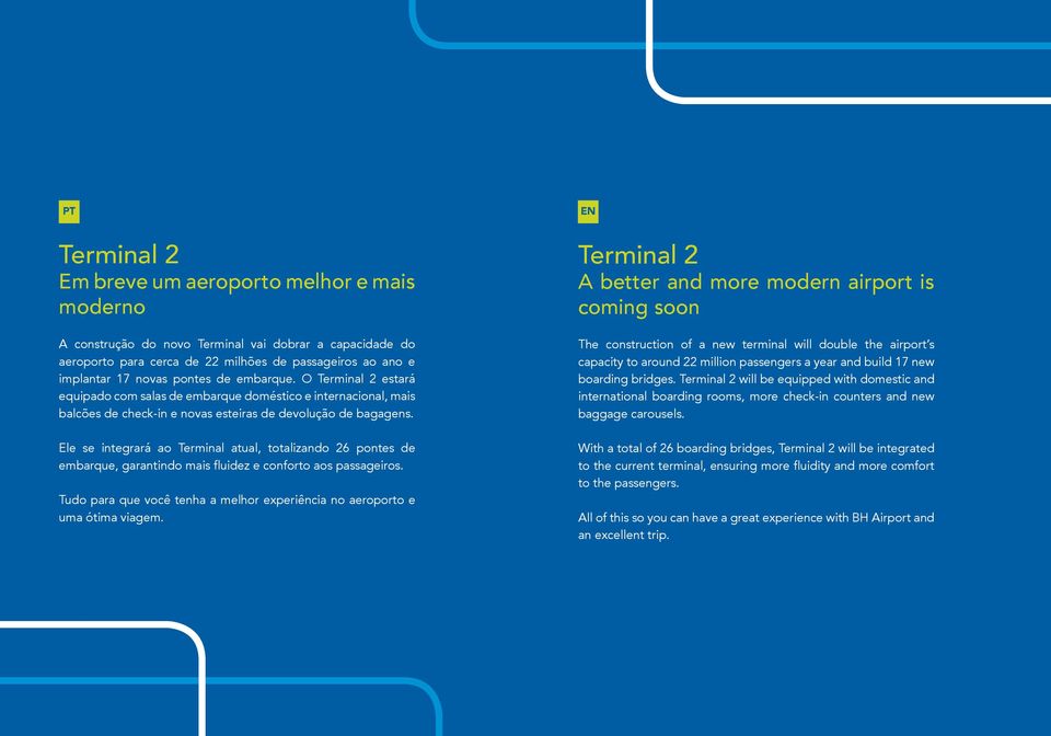 Ele se integrará ao Terminal atual, totalizando 26 pontes de embarque, garantindo mais fluidez e conforto aos passageiros.