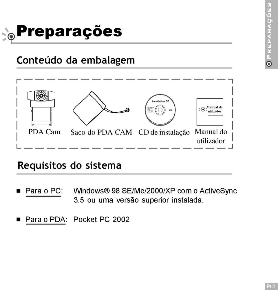 utilizador Requisitos do sistema Para o PC: Windows 98 SE/Me/2000/XP com