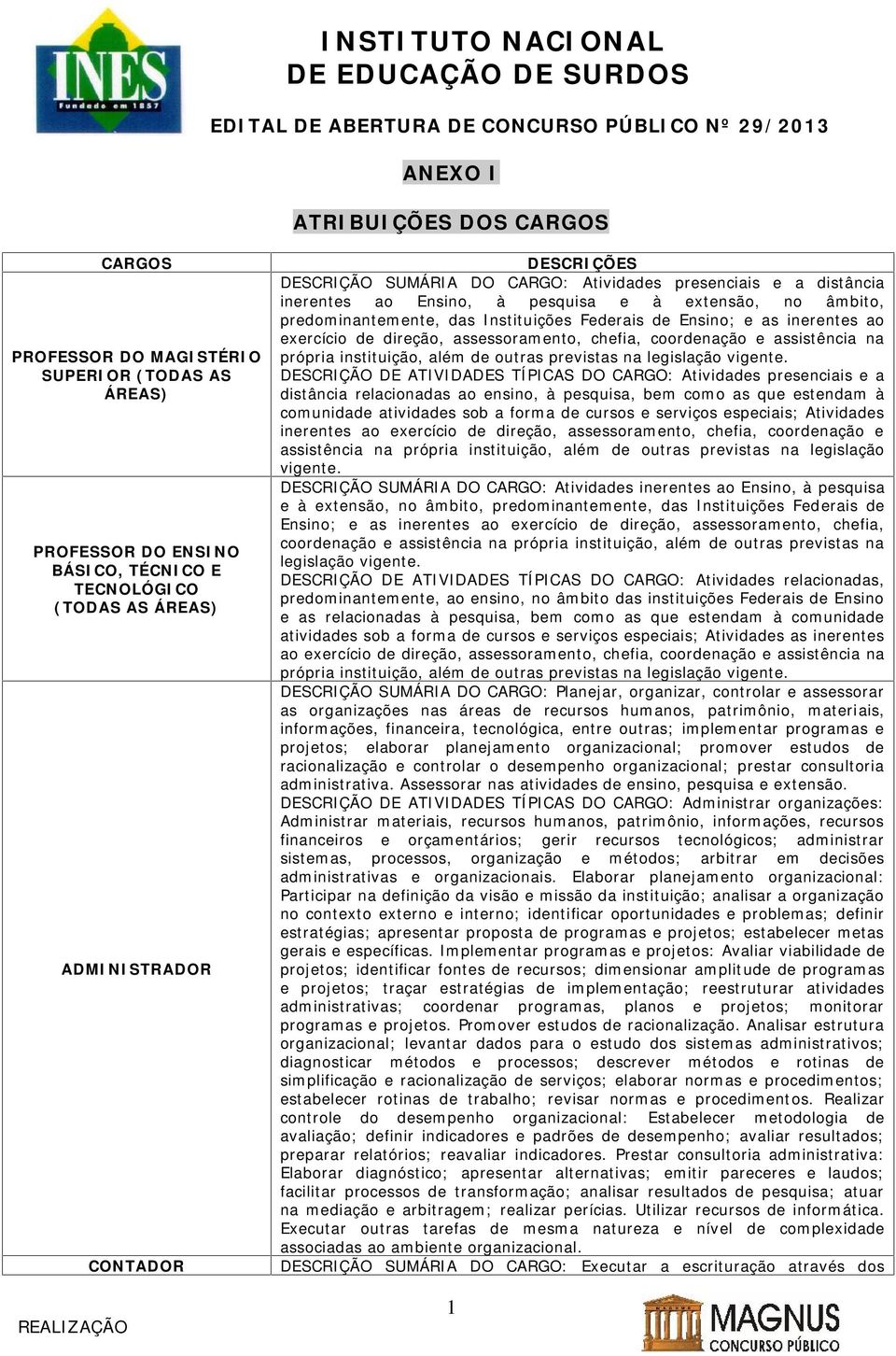 direção, assessoramento, chefia, coordenação e assistência na própria instituição, além de outras previstas na legislação vigente.