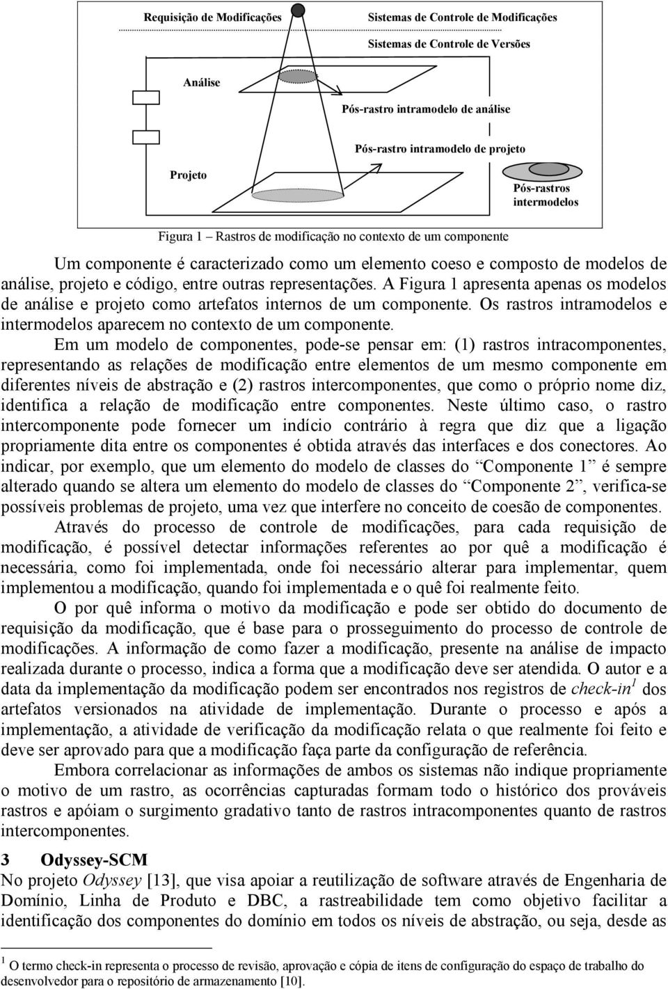 representações. A Figura 1 apresenta apenas os modelos de análise e projeto como artefatos internos de um componente. Os rastros intramodelos e intermodelos aparecem no contexto de um componente.