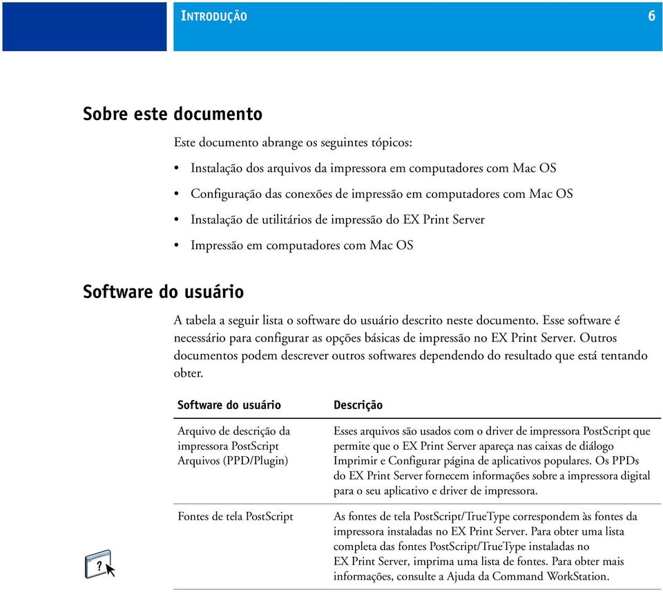 documento. Esse software é necessário para configurar as opções básicas de impressão no EX Print Server.