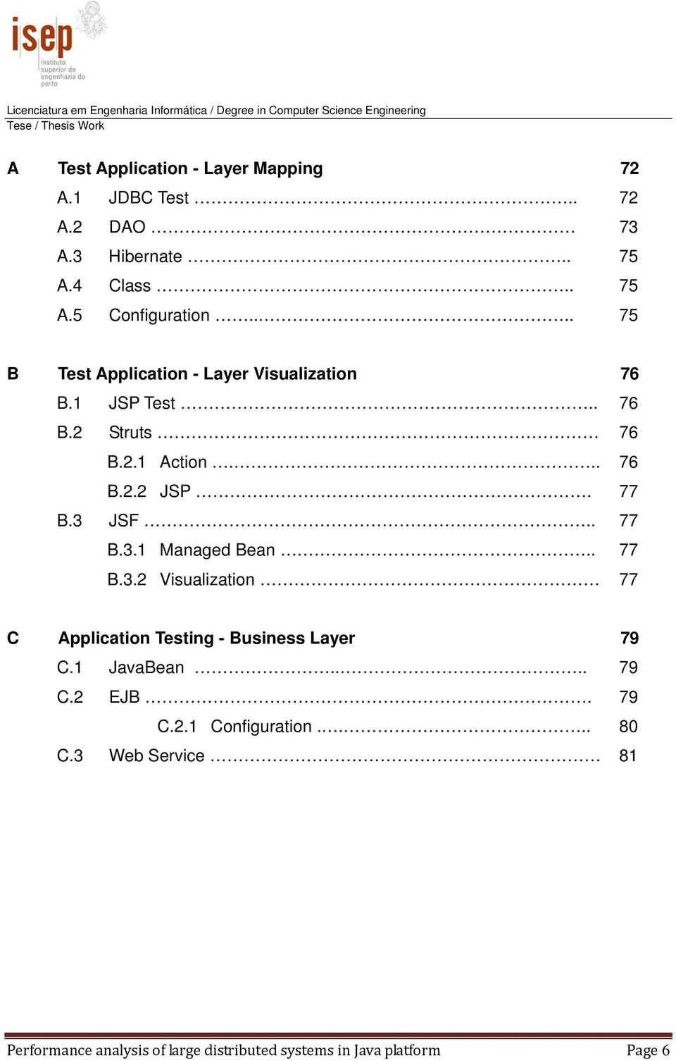 2.1 Action... 76 B.2.2 JSP. 77 B.3 JSF.. 77 B.3.1 Managed Bean.. 77 B.3.2 Visualization 77 C Application Testing - Business Layer 79 C.