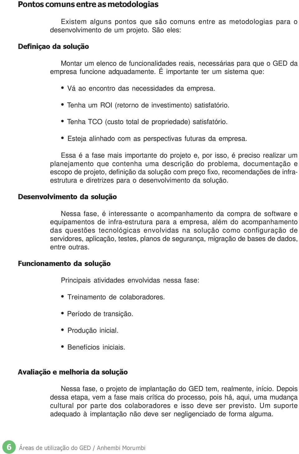 É importante ter um sistema que: Vá ao encontro das necessidades da empresa. Tenha um ROI (retorno de investimento) satisfatório. Tenha TCO (custo total de propriedade) satisfatório.