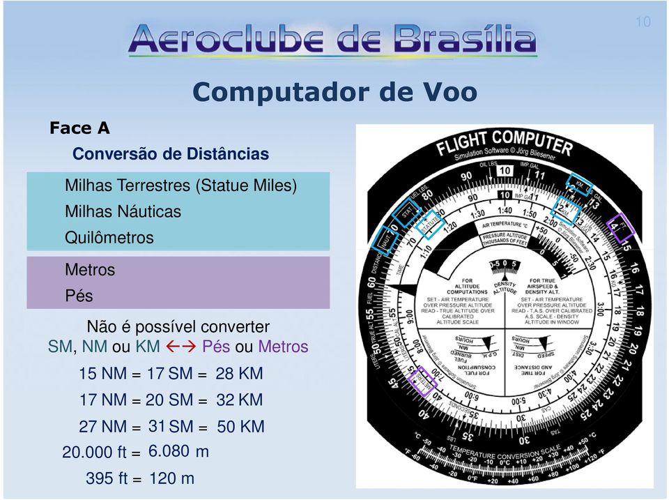 converter SM, NM ou KM Pés ou Metros 15 NM = 17 SM = 28 KM 17