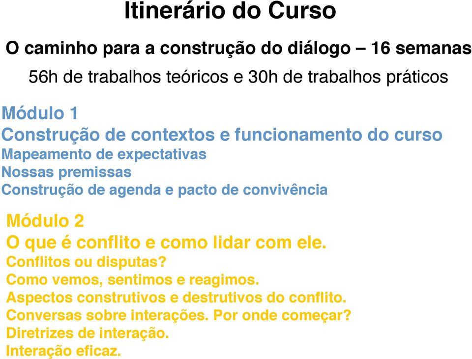 pacto de convivência Módulo 2 O que é conflito e como lidar com ele. Conflitos ou disputas? Como vemos, sentimos e reagimos.