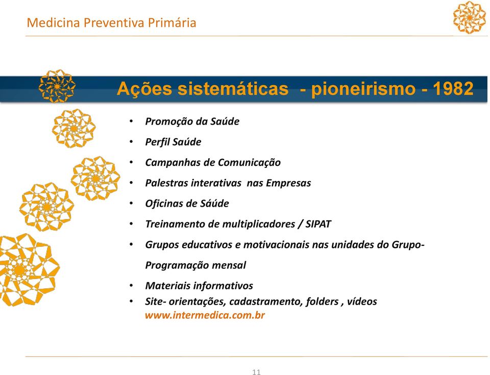 de multiplicadores / SIPAT Grupos educativos e motivacionais nas unidades do Grupo- Programação