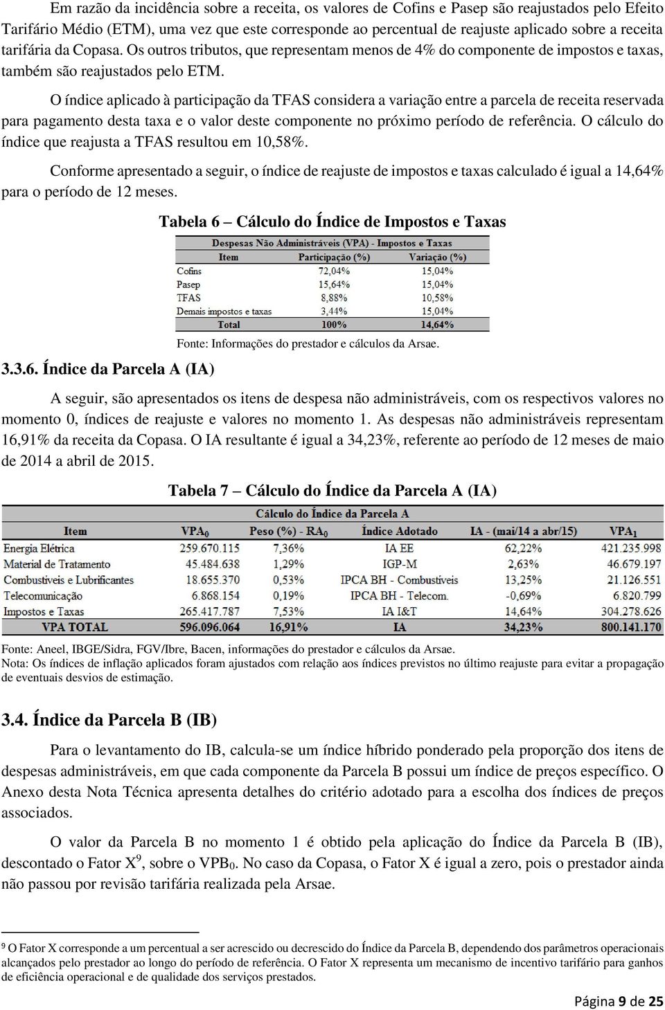 O índice aplicado à participação da TFAS considera a variação entre a parcela de receita reservada para pagamento desta taxa e o valor deste componente no próximo período de referência.