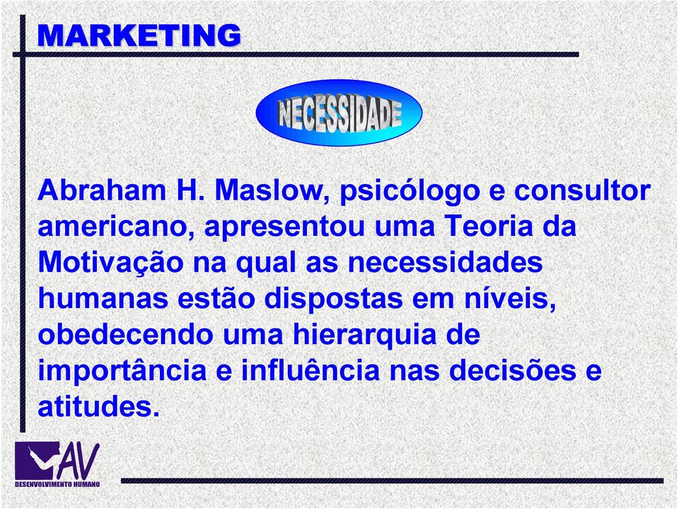 da Motivação na qual as necessidades humanas estão dispostas em