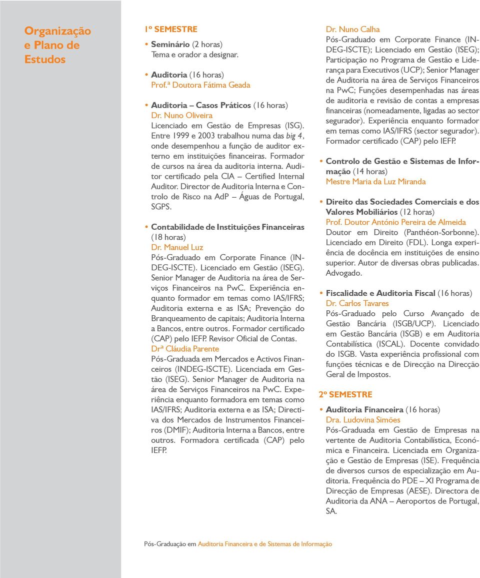 Formador de cursos na área da auditoria interna. Auditor certificado pela CIA Certified Internal Auditor. Director de Auditoria Interna e Controlo de Risco na AdP Águas de Portugal, SGPS.