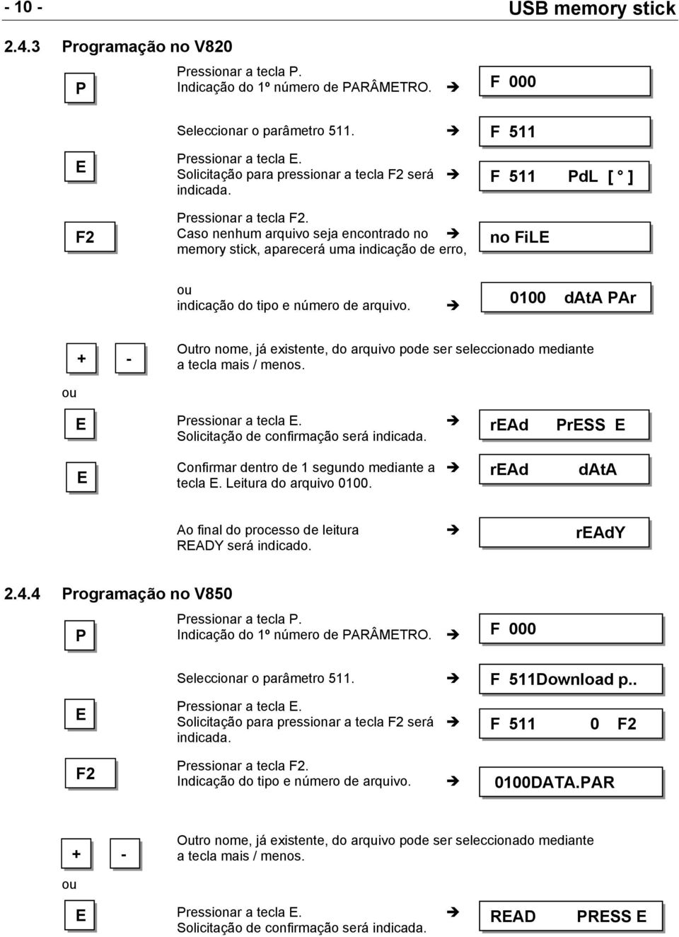 0100 data Ar ressionar a tecla. rad rss Confirmar dentro de 1 segundo mediante a tecla. Leitura do arquivo 0100. rad data Ao final do processo de leitura RADY será indicado. rady 2.4.