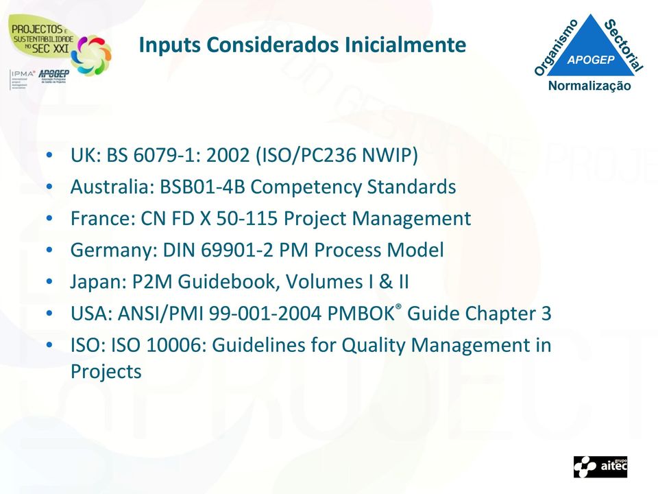 69901-2 PM Process Model Japan: P2M Guidebook, Volumes I & II USA: ANSI/PMI
