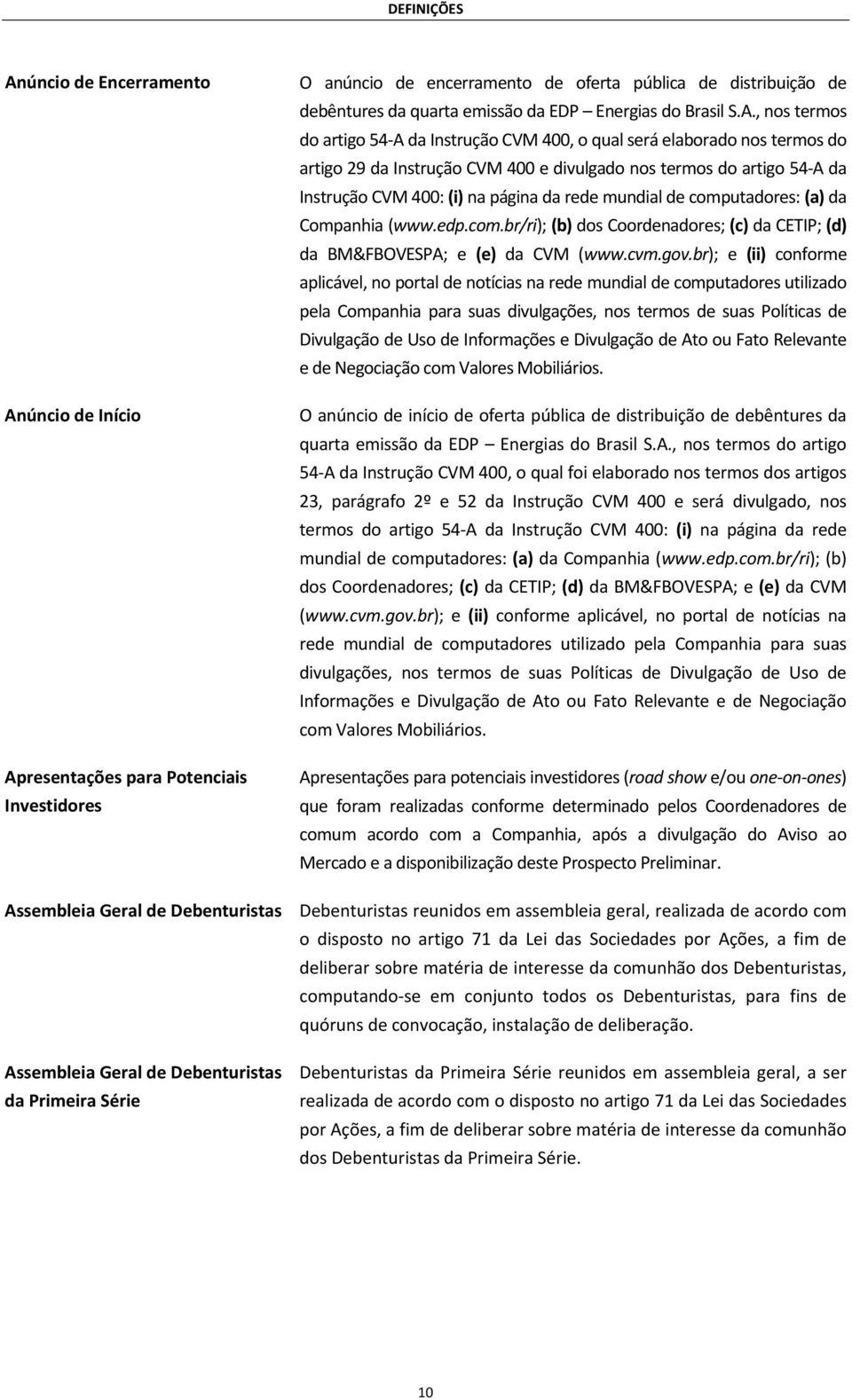 , nos termos do artigo 54-A da Instrução CVM 400, o qual será elaborado nos termos do artigo 29 da Instrução CVM 400 e divulgado nos termos do artigo 54-A da Instrução CVM 400: (i) na página da rede