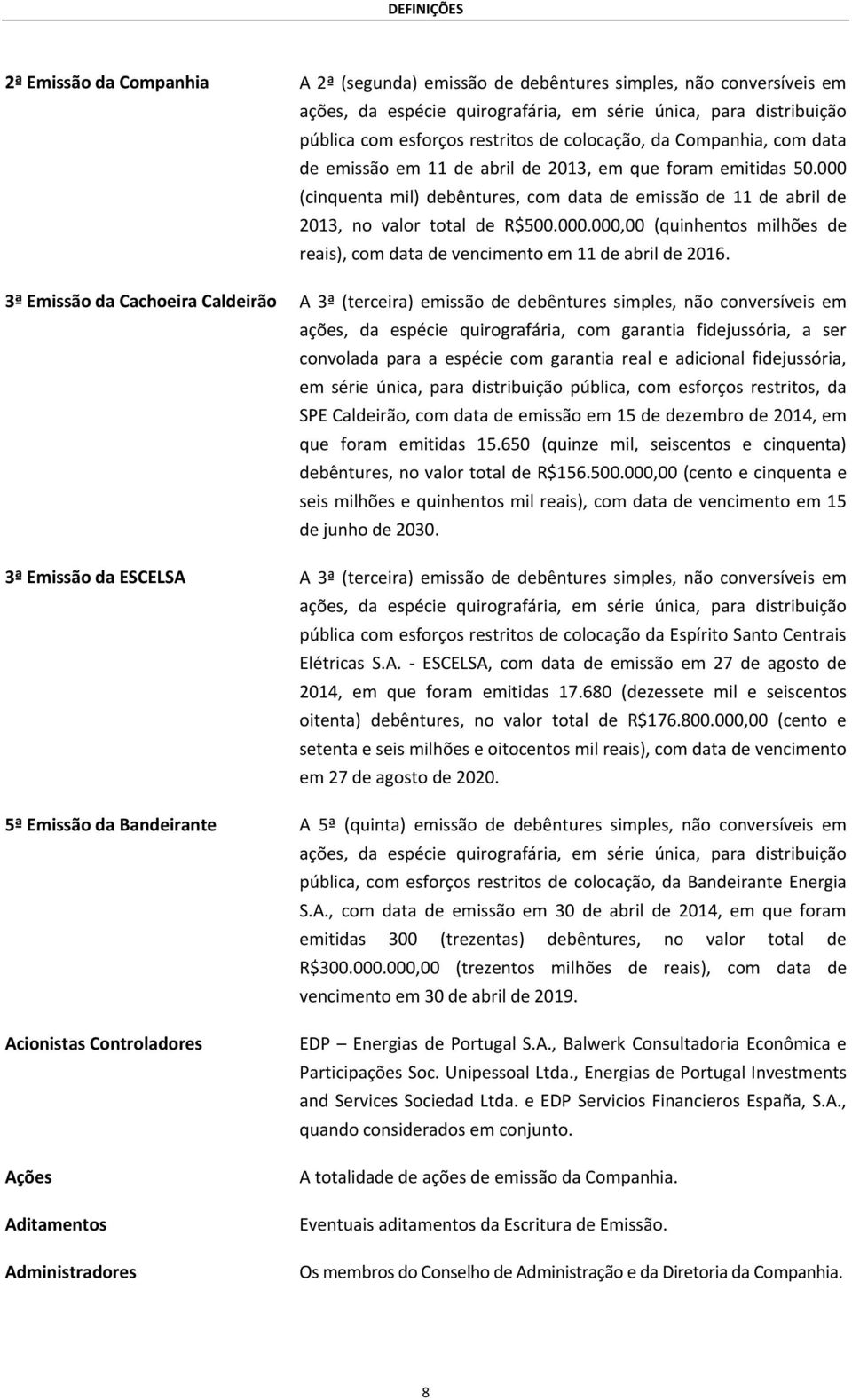 000.000,00 (quinhentos milhões de reais), com data de vencimento em 11 de abril de 2016.