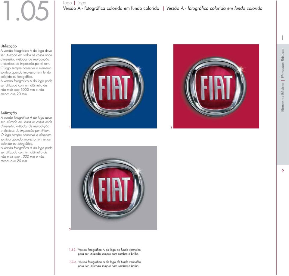 A versão fotográfica A do logo pode ser utilizada com um diâmetro de não mais que 000 mm e não menos que 20 mm.