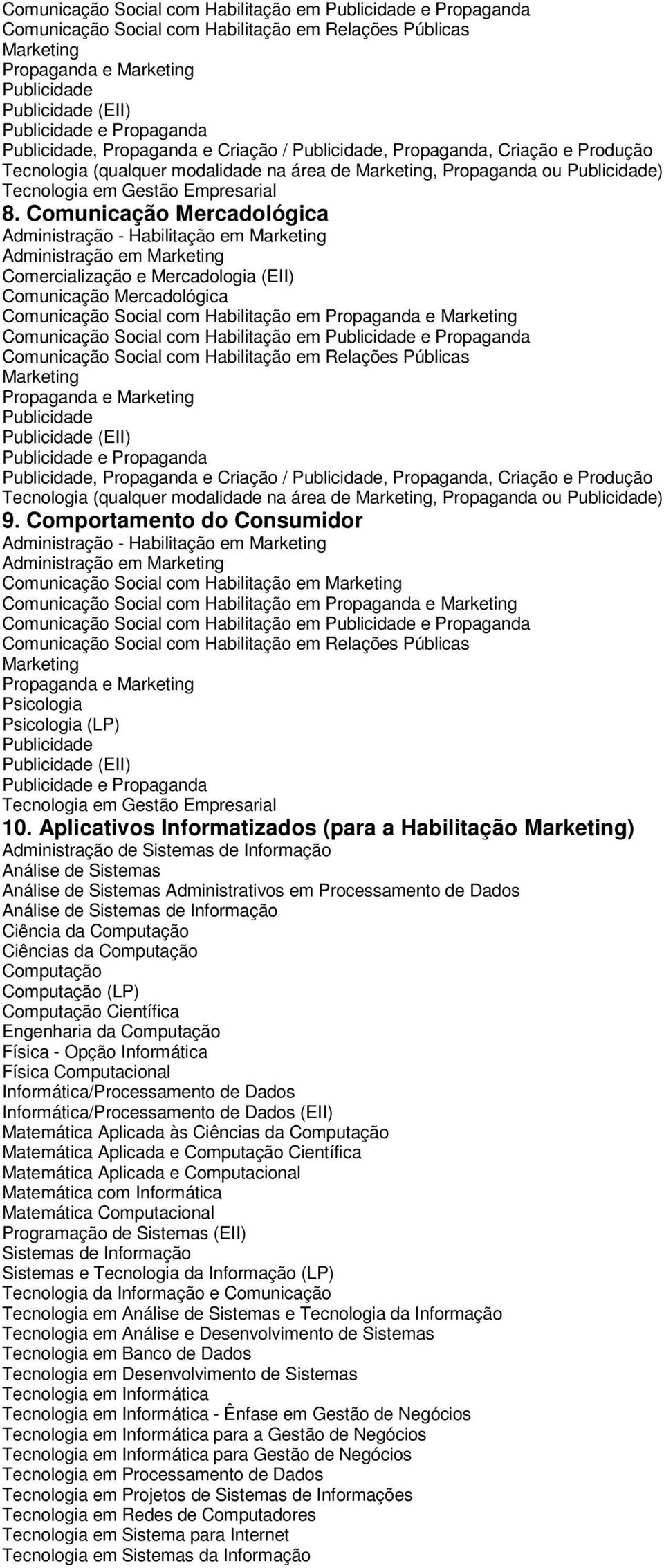 Comportamento do Consumidor em Comunicação Social com Habilitação em Propaganda e Psicologia Psicologia (LP) (EII) e Propaganda 10.