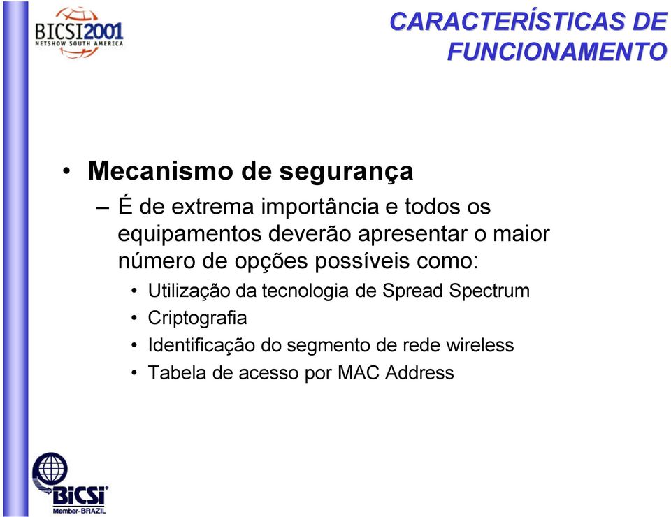 opções possíveis como: Utilização da tecnologia de Spread Spectrum