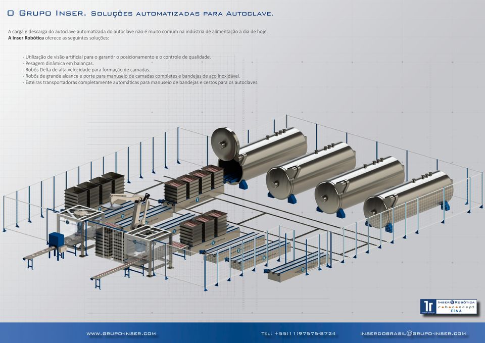 A Inser Robótica oferece as seguintes soluções: - Utilização de visão artificial para o garantir o posicionamento e o controle de qualidade.