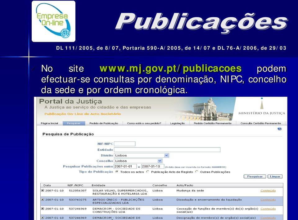 pt/publicacoes podem efectuar-se consultas por