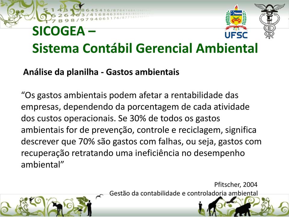 Se 30% de todos os gastos ambientais for de prevenção, controle e reciclagem, significa descrever que 70% são gastos com