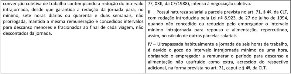 7º, XXII, da CF/1988), infenso à negociação coletiva. III Possui natureza salarial a parcela prevista no art. 71, 4º, da CLT, com redação introduzida pela Lei nº 8.